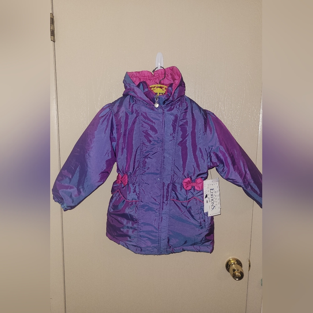 Basic Editions NWT Vintage 90s Kids Holographic Pink And Purple Coat Size 6